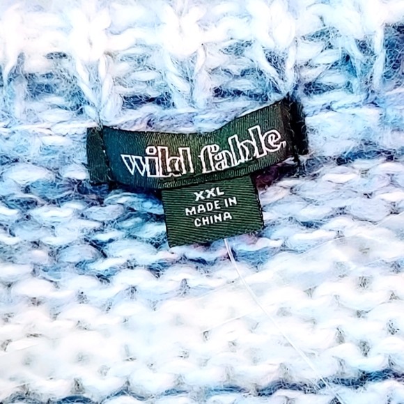 WILD FABLE BLUE & WHITE VARIEGATED CROPPED SWEATER WOMEN'S SIZE XXL - Picture 4 of 7
